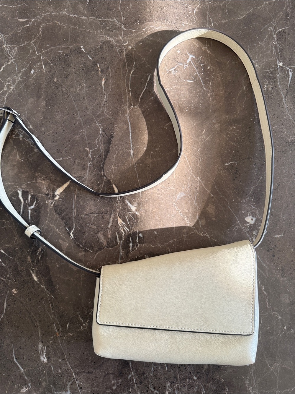 STAUD Beige Leather Crossbody Bag